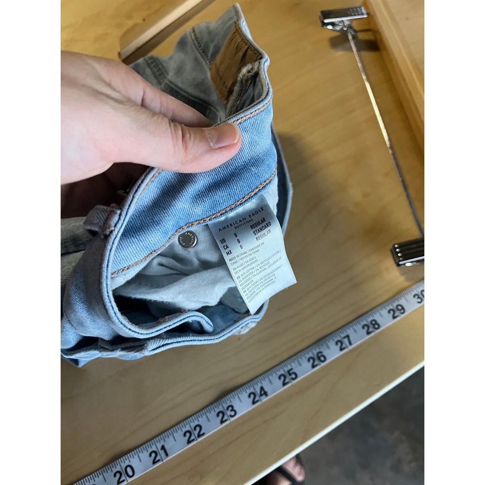 American Eagle Low Rise Flare Jeans Womens 0 Blue Light Wash Distressed Y2K - Picture 4 of 8